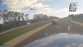 Shocking new dashcam video shows private jet crashing onto Florida highway