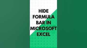 Hide the Formula Bar in #microsoftexcel