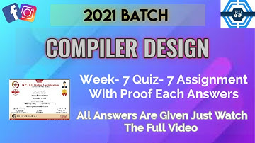 Compiler Design | Week 7 Answers 2021 | NPTEL ||