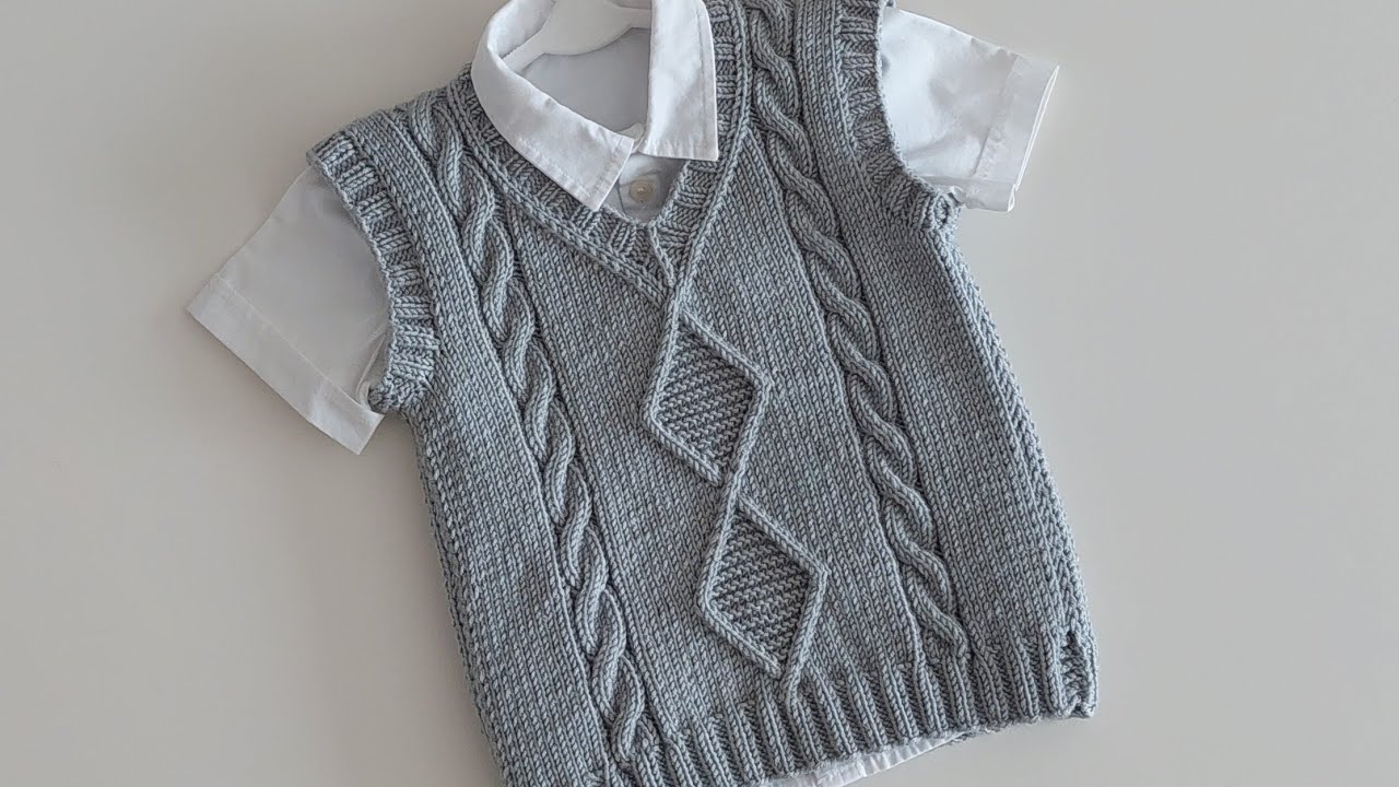 V Yaka Baklava Desenli Burgulu Süveter Yapımı    1 yaş 1,5 Yaş Arası