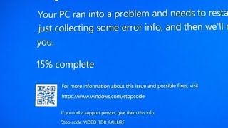 VIDEO TDR FAILURE Win10 (COMO RESOLVER)