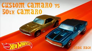 Hot Wheels drag race | Custom Camaro vs the ‘67 Camaro 50th Anniversary