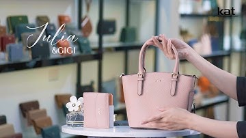 Túi xách công sở nữ thanh lịch làm từ da thật Kat - Julia màu hồng