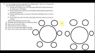 SHSAT Help Logical Reasoning New York City: Arrangement seats for 12 guests with 2 round table
