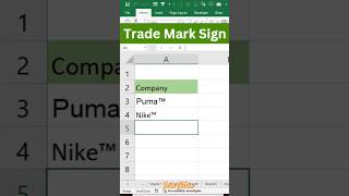 Trade Mark Sign Excel