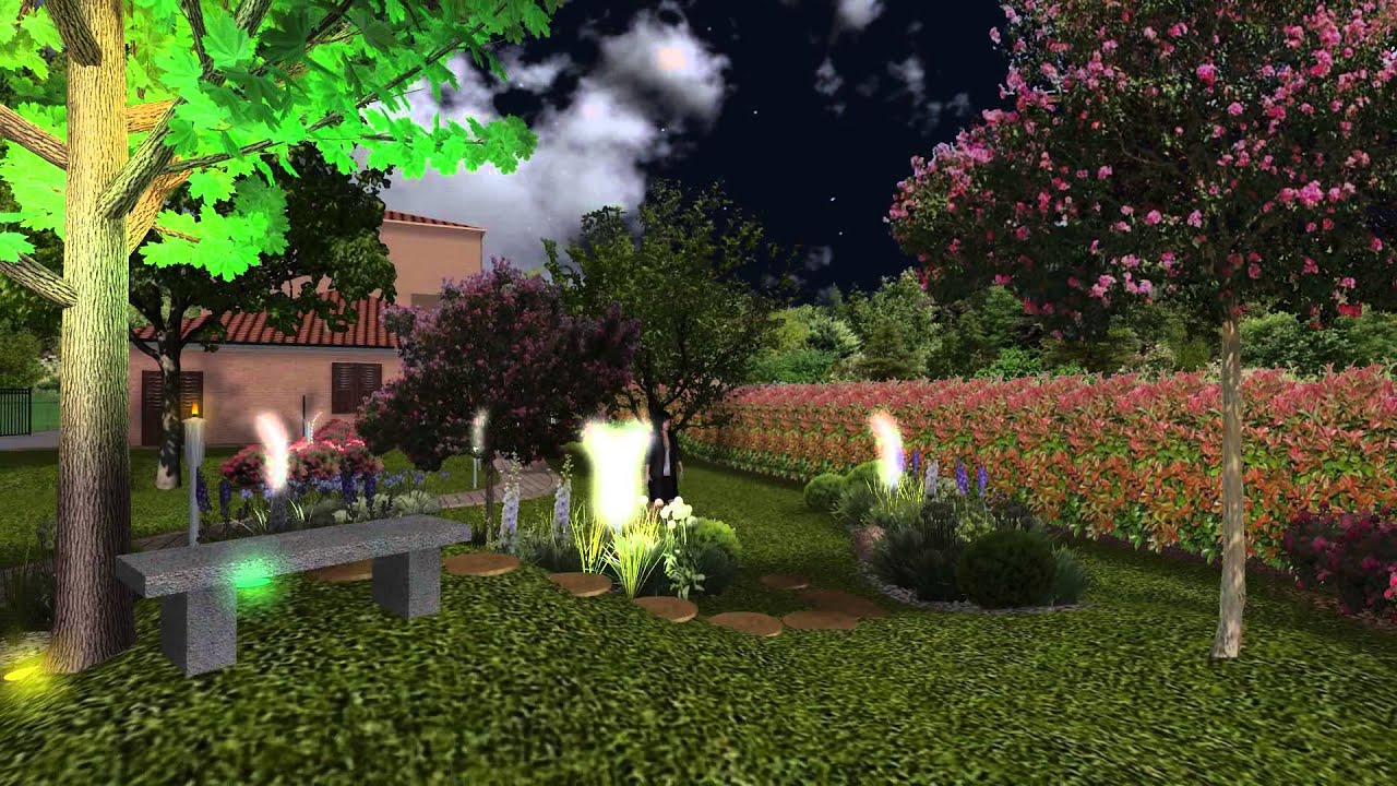 Giardino moderna in villetta a schiera illuminazione youtube Illuminazione esterna per giardini