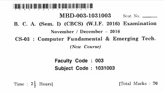 Bca 1st semester computer fundamental question paper Examination 2016 ।।