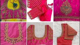 Pink maggam work blouse designs || Bridal pink  blouse @sathyaboutique screenshot 2