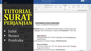 TUTORIAL SURAT PERJANJIAN: Judul, Nomor dan Pembuka Perjanjian (Kontrak)