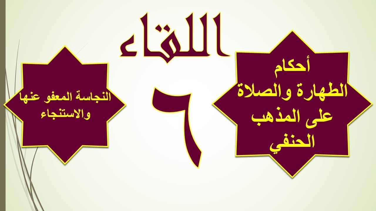 6 / النجاسة المعفو عنها والاستنجاء