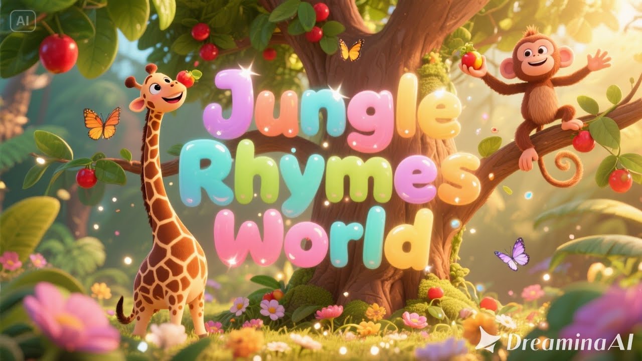 Giraffe’s Tall Snack Time 🦒🌿 | Jungle Animal Song for Kids | Jungle Rhymes World