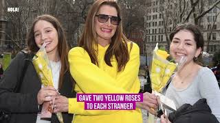 Brooke Shields surprises strangers with flowers in the streets of New York City