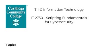 IT 2750 - Tuples