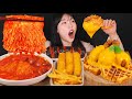 ASMR MUKBANG| 직접 만든 버섯 떡볶이 양념치킨 김밥 먹방 & 레시피 FRIED CHICKEN AND Tteokbokki EATING