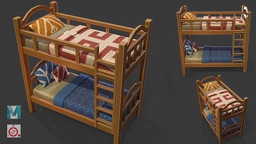 Stylized Bunk Bed made with Autodesk Maya 2020, and Substance Painter