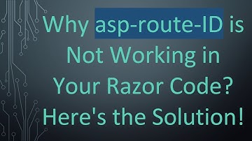 Why asp-route-ID is Not Working in Your Razor Code? Here