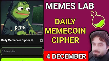 MEMES LAB DAILY MEMECOIN CIPHER 4 DECEMBER | MEMECOIN CIPHER CODE TODAY | MEMES LAB CIPHER