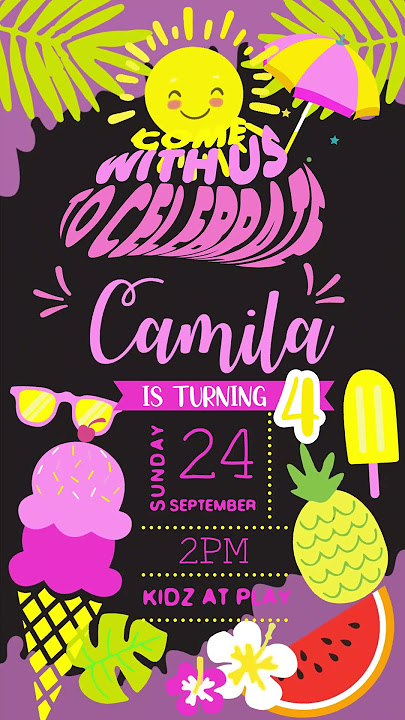 Summer party, animated video invitation