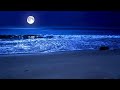 Dormir junto al mar toda la noche con la luna llena y relajantes olas brillantes playa de zavival