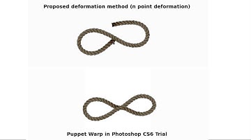 Deformation of a rope using n-point deformation, Puppet Warp and FFT (in Krita)