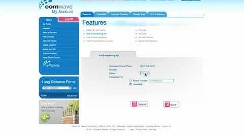 Comwave Call Forwarding Configuration - Web Portal
