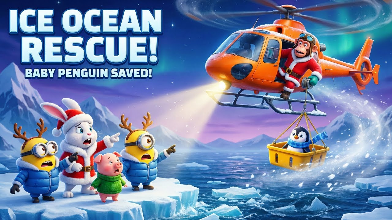 TRACTOR TO THE RESCUE! 🚜💨 Monkey Farmer Saves Baby Penguin in the Snow! ❄️🐧