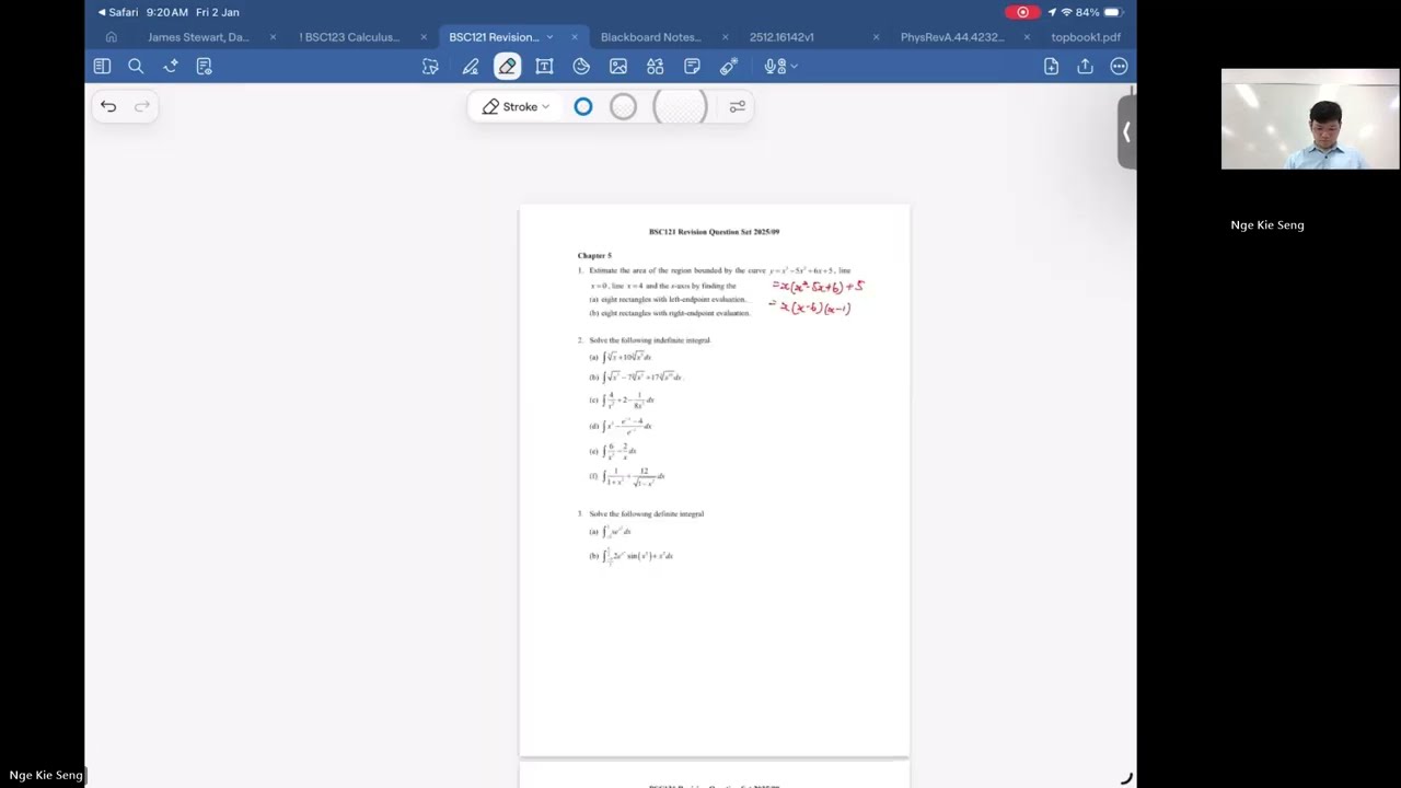Finals Revision Question | Calculus I A Lecture 27 | Nge Kie Seng 20260102