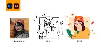 Draw A Character From A Photo | Sketch Included | Vector Illustration Timelapse