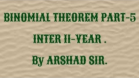 Binomial Theorem part-5 Inter second year 12th class Q