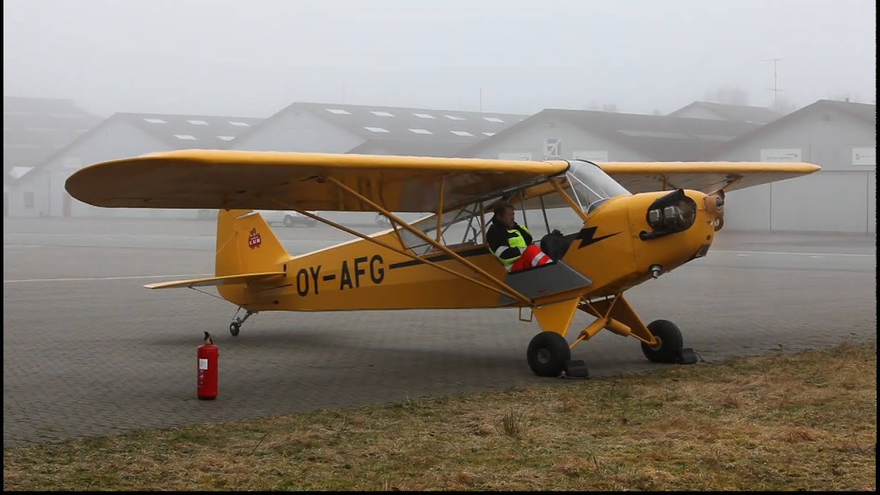 OY-AFG - Piper Cub - startup - YouTube