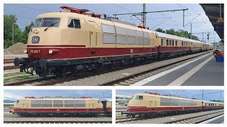 Mit der SchnellfahrEllok BR103 und dem BundesbahnIC der 1980er Jahre nach Lindau im Bodensee