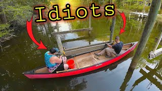 TIME-LAPSE How to Build a Dock using a Canoe Not the smartest idea...
