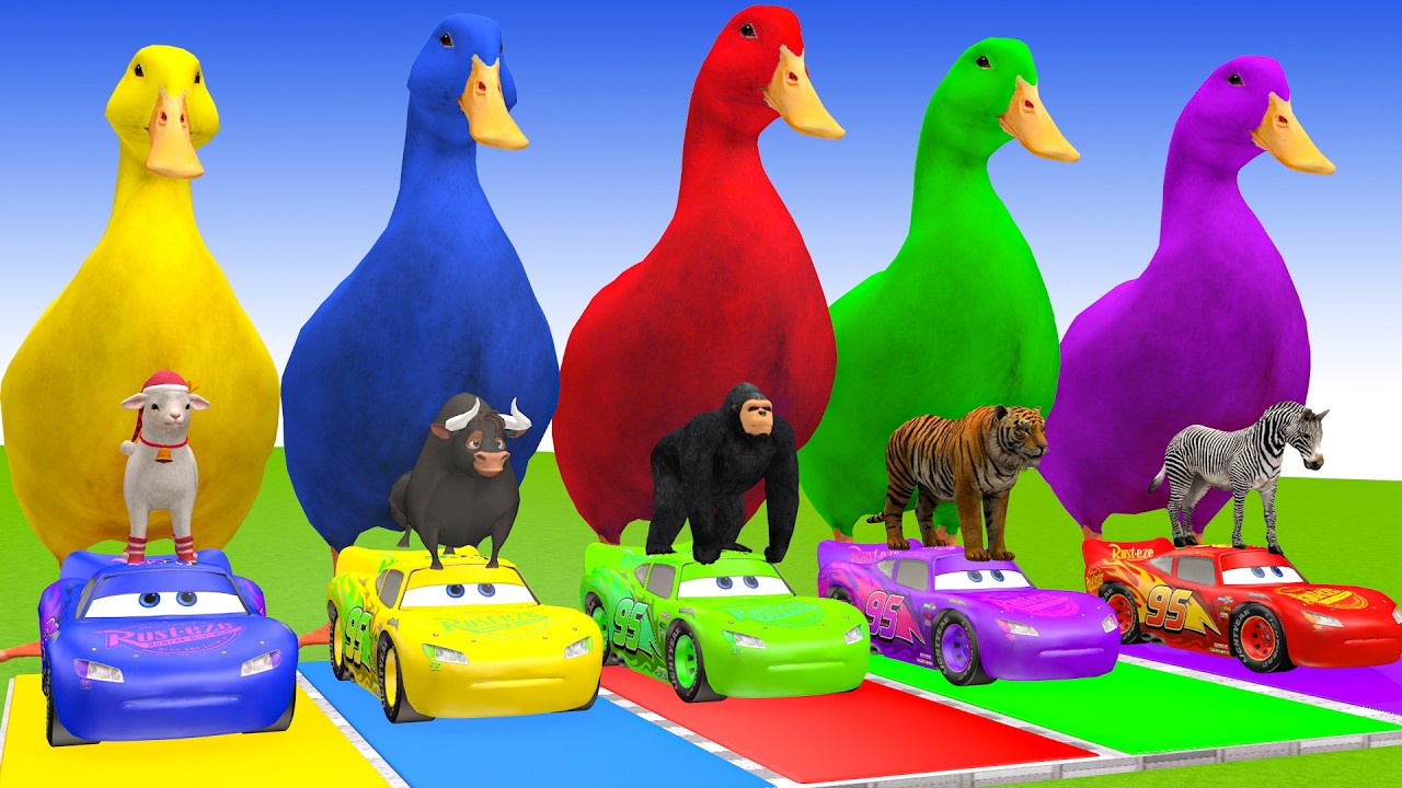 Long Slide Game With Cow Elephant Gorilla Hippopotamus Tiger 3d Animal Game Funny 3d Animals