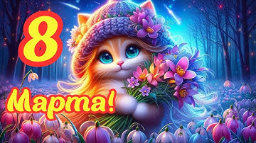 ❤️Нежное поздравление с 8 Марта! Милые котики🌺цветы и весеннее🌹настроение👍Красивая музыка для души