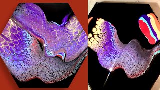 (169)Beautiful Violet Swipes! How to get Gold lines around Cells Acrylic Pour Swipe Technique