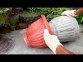 How to make beautiful cement pot at home easily | DIY Creative flower pots ideas.