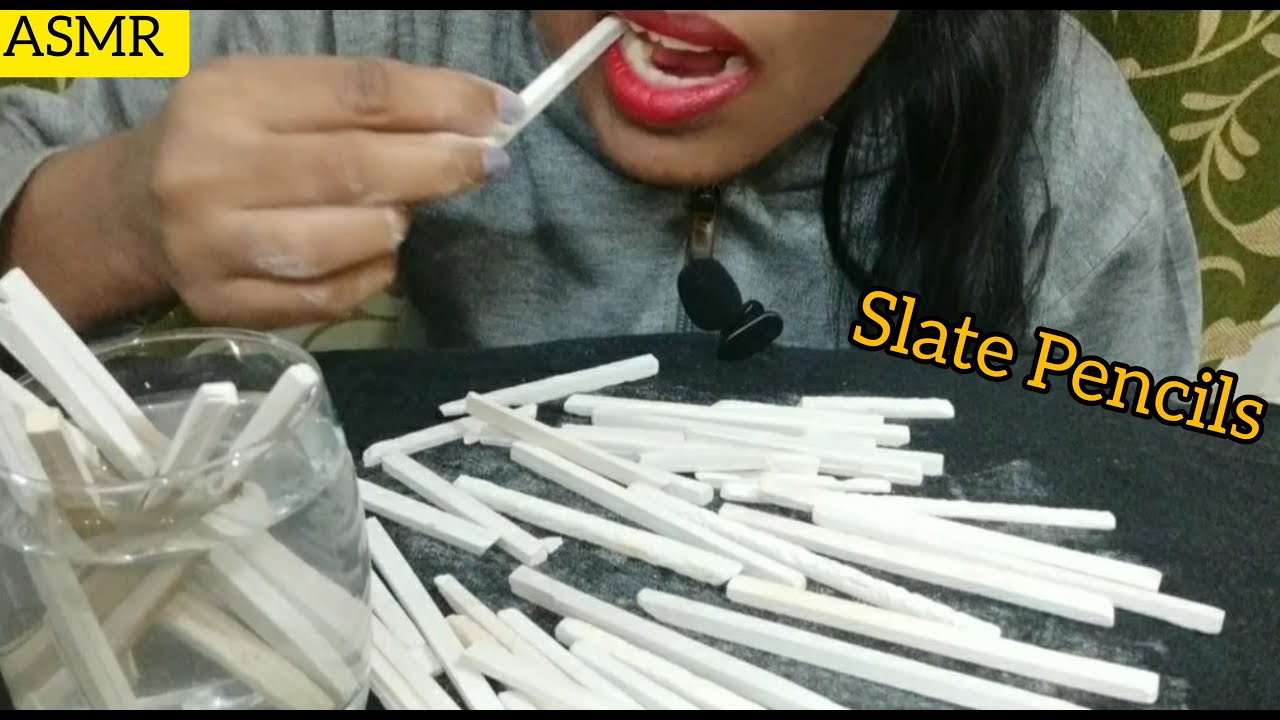 Slate Pencils eating, Crunchy & Tasty, ASMR