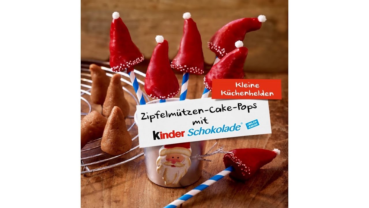 Zipfelmützen-Cake-Pops mit kinder Schokolade - YouTube