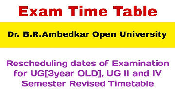 Degree Exams Timetable | BRAOU | BR Ambedkar Open University