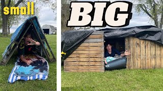 BIG vs small forts *OVERNIGHT SURVIVAL CHALLENGE*