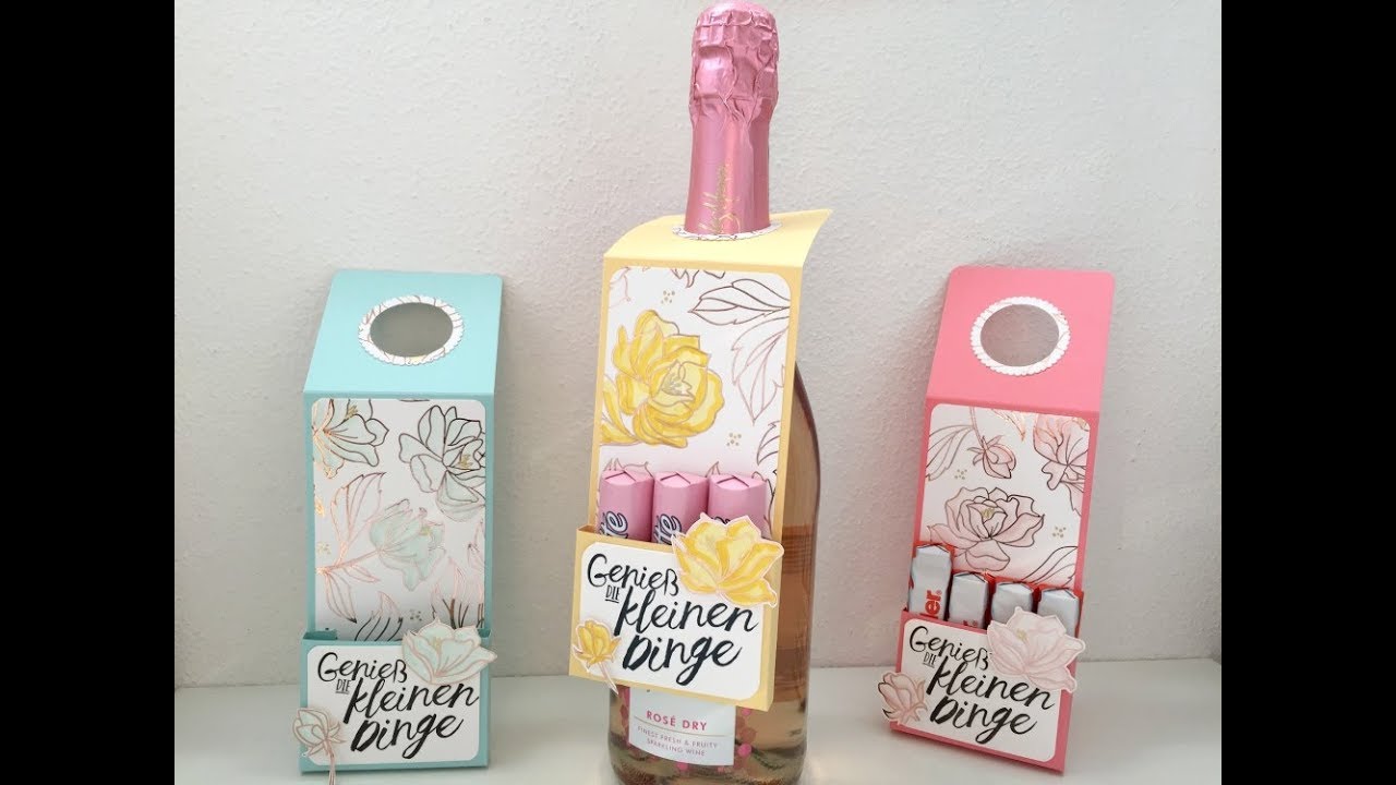 Pastellige Flaschenanhanger Mit Schoki Inkl Video Tutorial Flaschenanhanger Geschenke Flaschen Anhanger