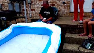 How to inflate an inflatable pool within 5 minutes! h2ogo really it
only took minutes fill and that was it! just take your hair dryer a
water b...