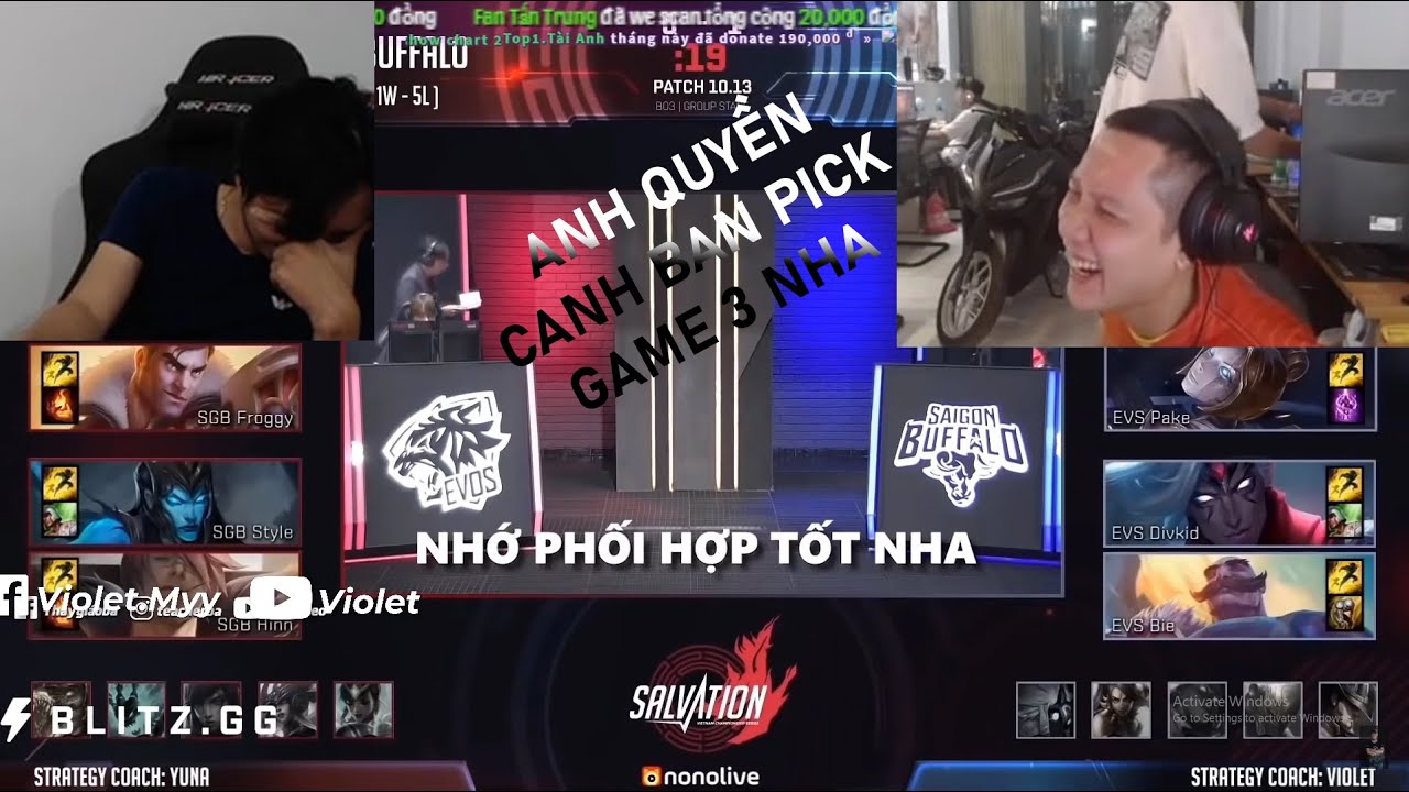 Violet Reaction | TRUNG REACTION | EVOS ON THE MIC #3 vs SGB - 