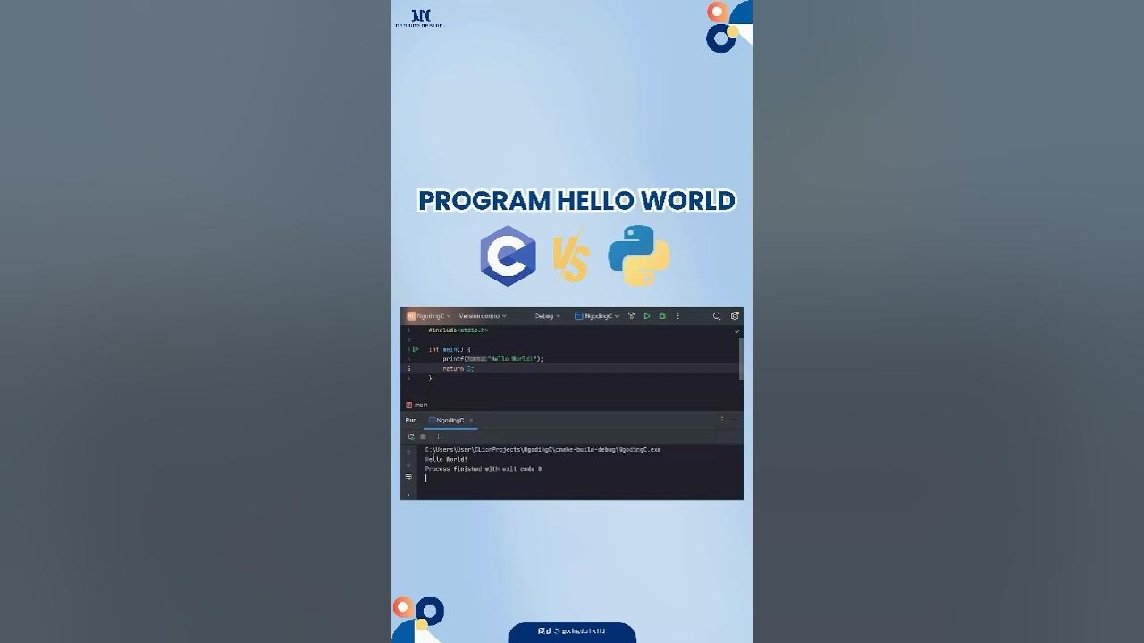 Program Hello World! C VS Python. #shorts #ngodingdarinol # ...