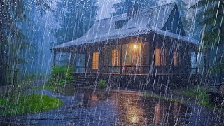 HEAVY RAIN for Quick Sleep, Relax, Reduce Insomnia  Rain Sound in the Foggy Forest at Night