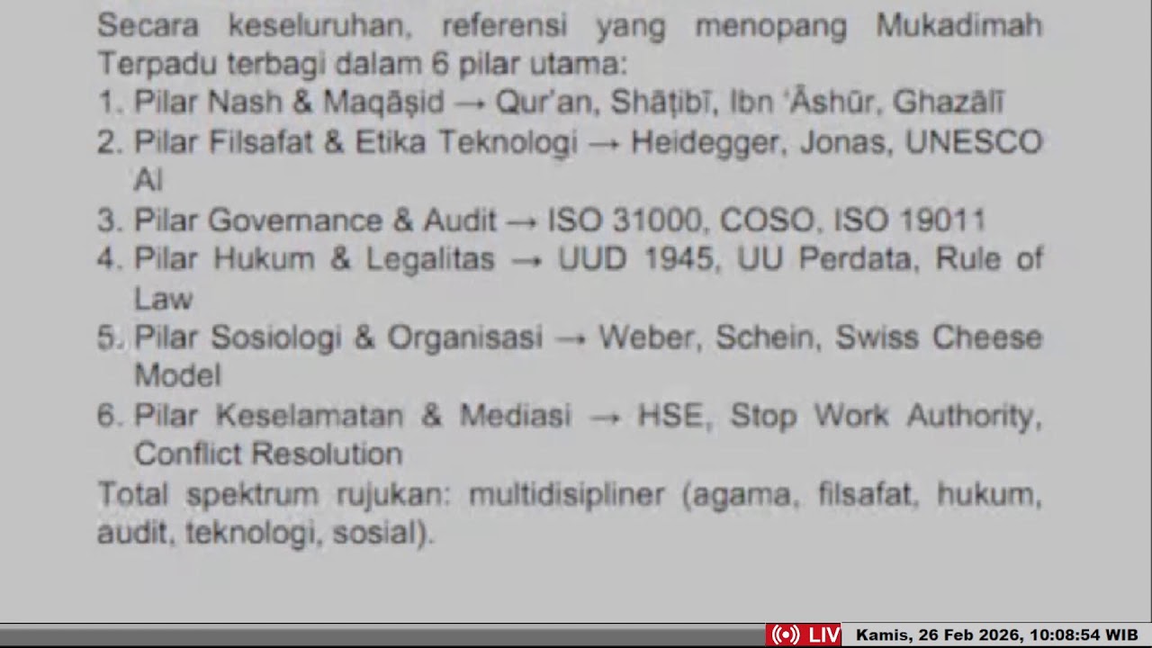 Live Streaming Pencarian Standar Etika dan Akhlak Kamis, 26 Februari 2026 (Pagi)