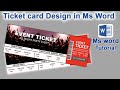 Ms Word Tutorial~~How to make Ticket Card Design in ms word | Ready to Print | Save JPEG