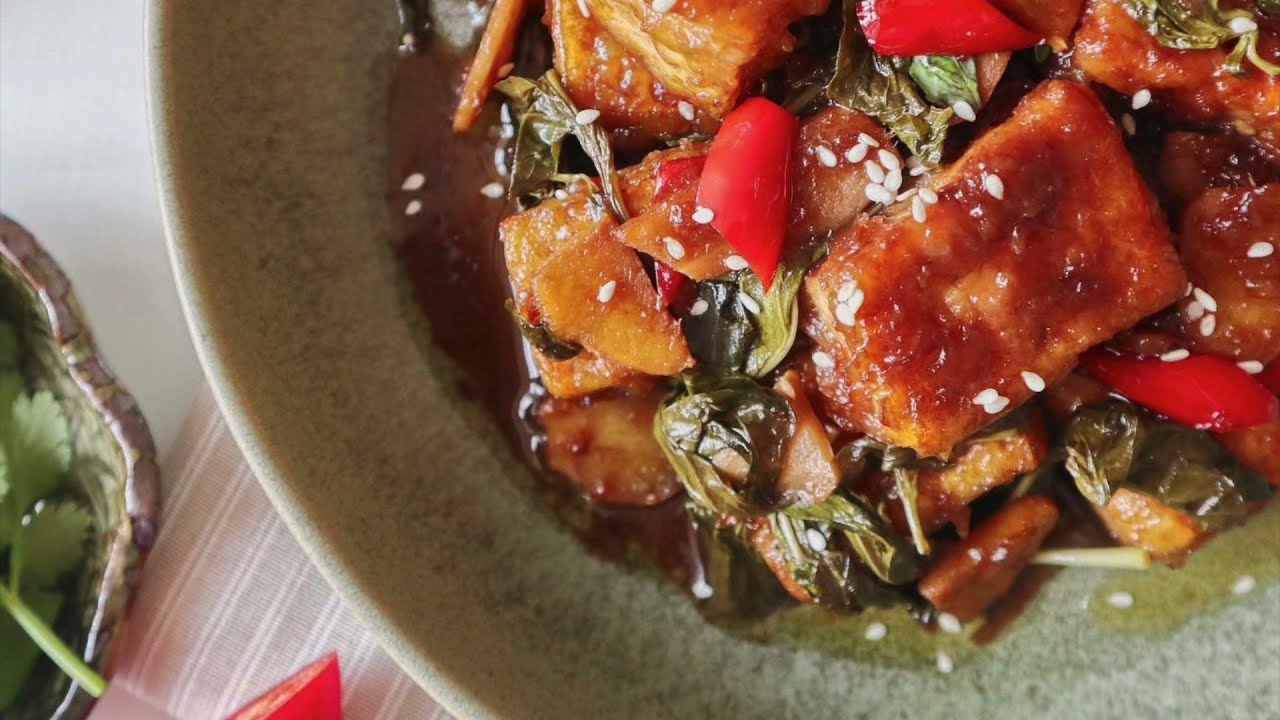 Vegan three cup tofu (onions and garlic free)