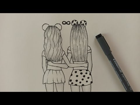 How to Draw Best Friends (bff) Easy | Step by Step