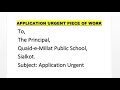 Write an application urgent piece of work  ahb education